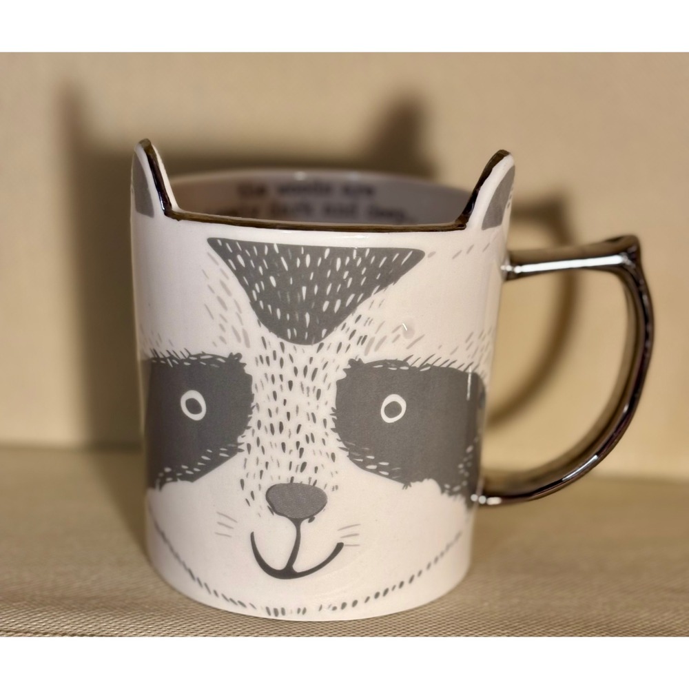 Rosanna Artist Sketchbook Woodland Creatures Raccoon Mug Robert Frost Poem